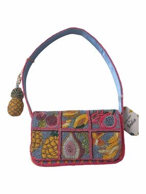 NWT Viral Beaded Bag Colorful Fruit W Pineapple Charm Handcrafted In India